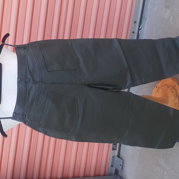 VTG Tower Hill Collection Leather High Waisted khaki green Leather Pants 8 - Picture 5 of 5